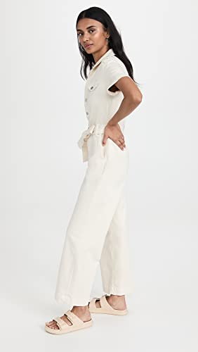 Paige Women's Anessa Puff Sleeve Jumpsuit, Quartz Sand, Off White, 0 #TOP3