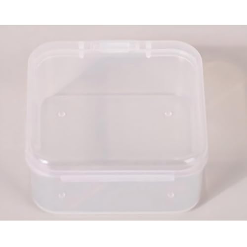 GDQQOYWQT 20 cajas organizadoras cuadradas de plástico transparente con tapas, material de polipropileno de un solo compartimento, apilables, pequeños recipientes de almacenamiento para joyas