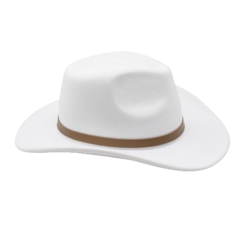 Image of LIDHAY Women Men Classic Felt Wide Brim Western Cowboy Cowgirl Hat with Belt Buckle