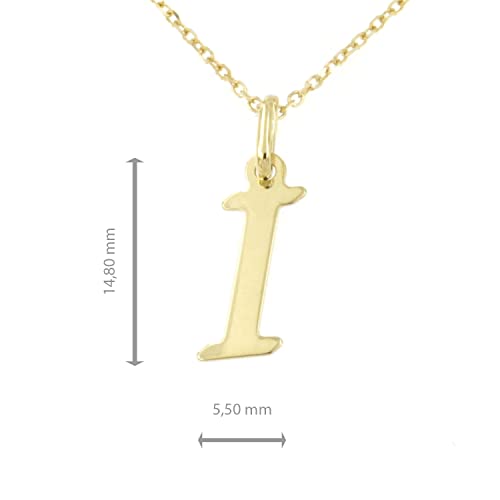 Collar de oro amarillo 9 quilates con letra I mujer 45cm