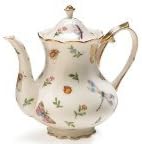 Porcelain Butterfly & Dragonfly Teapot Trimmed In Gold