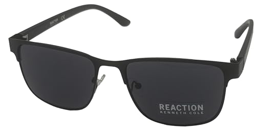 Kenneth Cole Reaction Mens Matte Black Metal Rectangle Sunglass KC1413 2A