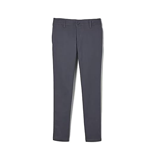 French Toast Calça skinny de sarja elástica com bolsos, uniformes escolares para crianças e adolescentes, Cinza mesclado, 5