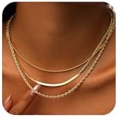 Layered Gold/Silver Necklace for Women,14K Gold/Silver Plated Her...