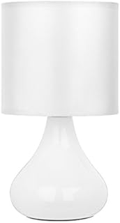 Premier Housewares E14 Small Edison Screw Bulbus Ceramic Table Lamp with Fabric Shade, 40W - White