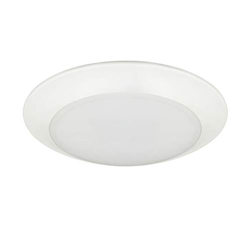 JULLISON 8 Inch LED Low Profile Recessed and Surface Mount Disk Light, Round, 120VAC, 18W, 1500Lumens, 5000K Daylight White, CRI80, DOB, Dimmable, Energy Star, ETL Listed, White, 1 Pack