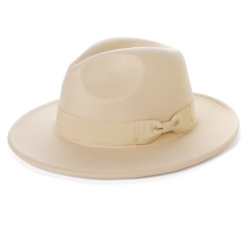 Image of BABEYOND 1920s Fedora Hat for Men Gatsby Wide Brim Fedora Hat Felt Panama Cap with Band for Women Men