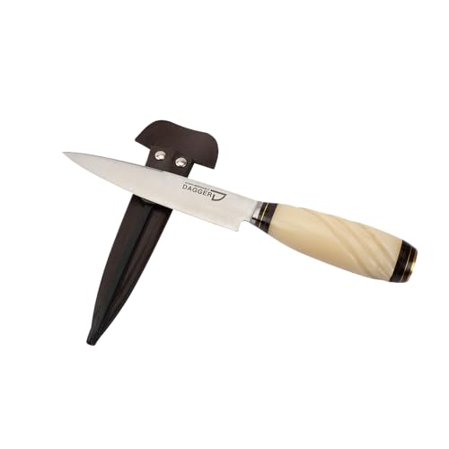 Generic Argentinian Steak Knife with Cow Bone Handle | Dagger Stainless Steel 420 Blade (262, Grams), White, 727373129069