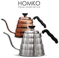 HOMKO Coffee Drip Kettle - Pour Over Tea Kettle Gooseneck Kettle Stovetop - 40floz (1.2L, Silver)
