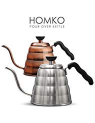 HOMKO Coffee Drip Kettle - Pour Over Tea Kettle Gooseneck Kettle Stovetop - 40floz (1.2L, Silver)