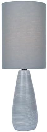 Mini Table Lamp with Gray Linen Shade