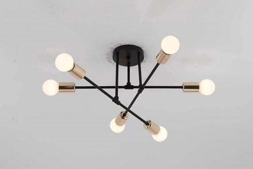 LUMINÁRIA LUSTRE PENDENTE SPUTNIK PARA 6 LÂMPADAS (Preto)