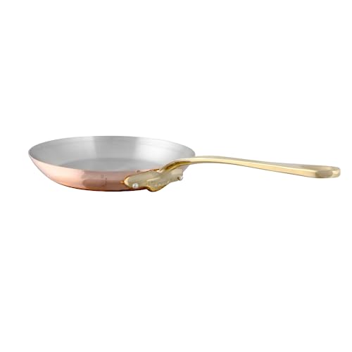 Mauviel M'150 B 1.5mm Polished Copper & Stainless Steel Frying Pan with Brass Handle, 11.8-in, Made in France