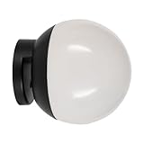 Ce luminaire LED ronde en plastique blanc et noir s'emboîte facilement sur le miroir grâce à l'encoche ou se monte de manière classique sur le mur pour un éclairage flexible du miroir