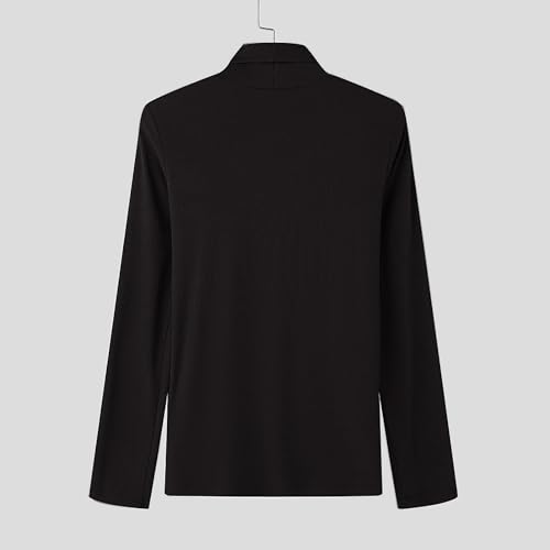 Men's Button Slim Fit Mock Turtleneck Pullover Sweater Casual Basic Knitted Thermal Sweaters As an Inner Base Layer3