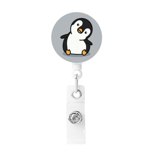 Cute and Funny Penguin Pattern Retractable Badge Holder Reel with Clip Name Tag Id Badge Holder for...