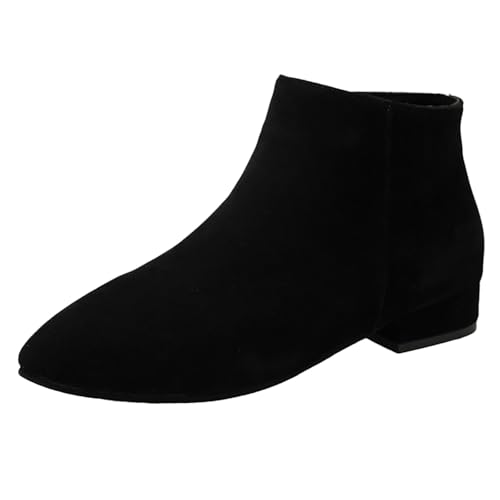 Bottes à talon épais respirantes pour femme tête ronde taupe