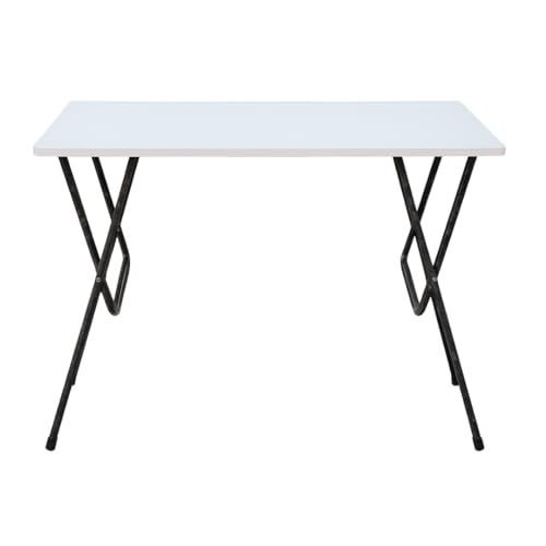 Image of MATTERHORN MOOT-10003 Folding Office Table - Compact Work Desk with White Top & Sturdy Steel Legs | 1100mm x 550mm x 735mm | Portable Study & Computer Table for Home Office