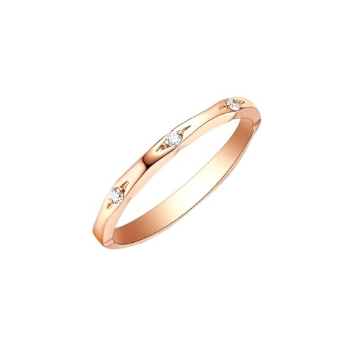 Homxi Anillos Mujer de Matrimonio de Oro Rosa de 9K, Redondo Simple con Diamante de 0,03ct, Anillos de Alianzas Oro Rosa Mujer, Tamaño 23(63mm)