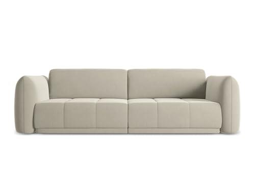 Hoku 3-Sitzer Sofa in Creme - Polstersofa aus Samt, modernes Design ohne Schlaffunktion, skandinavisches Wohnzimmer Sofa, Japandi Stil, Oeko-Tex Zertifiziert 210x105x74 cm, bis 350 kg belastbar – Bild 4