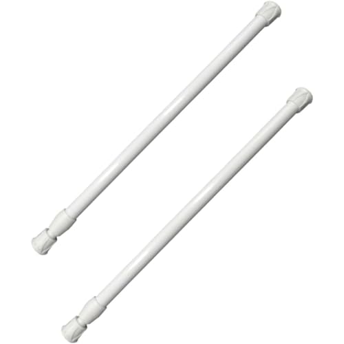 2 Piezas Barra Cortinas Extensible, Barra para Armario no es Necesario Taladrar 30-50cm Varilla Cortina Blanca para Cocina baño Armario y Ventana