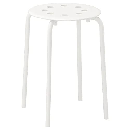 IKEA Boutique Store Marius Stool (Pack of 2) Seat Height: 45 cm, 17 3/4-Inch - Sold by Bunnings Home (White, Steel, Epoxy Powder Coating)