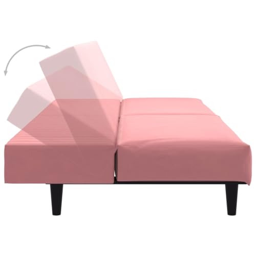 Sofá cama de 2 plazas terciopelo rosa mueble convertible pequeño 8