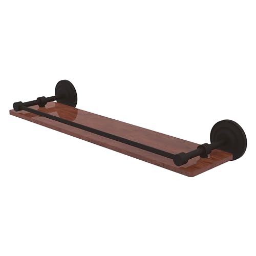 Allied Brass QN-1-22-GAL-IRW Que Collection 22 Inch Solid IPE Ironwood Gallery Rail Wood Shelf, Oil Rubbed Bronze