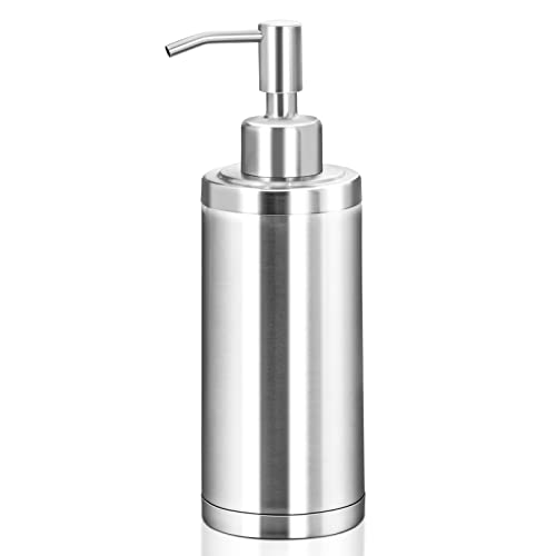 Tiilan Countertop Hand Soap Dispenser Refillable Stainless Steel Soap Pump Bottle for Bathroom & Kitchen Free Standing - 300ml Brushed Nickel