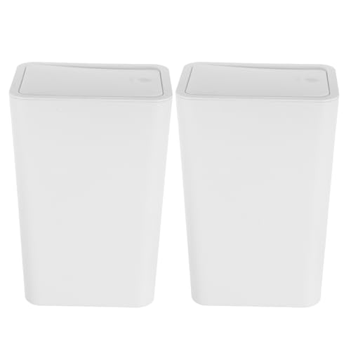 Caneca de basura cuadrada blanca con tapa de press VICASKY