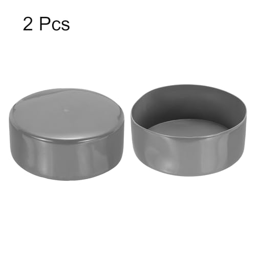 Image of uxcell 2pcs Rubber End Caps 130mm(5 1 /8 inch) ID Vinyl Round Tube Bolt Cap Cover Screw Thread Protectors Light Gray, 50mm Height