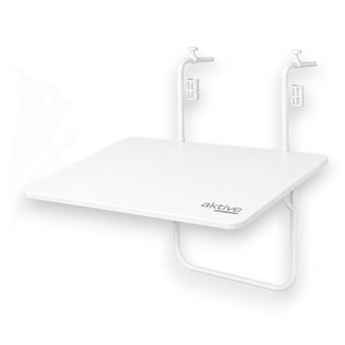 Genérico Mesa Plegable para Balcón, Multiposición, 60x40x60/66.5 cm, Color Blanco, Diseño Compacto, Rectangular