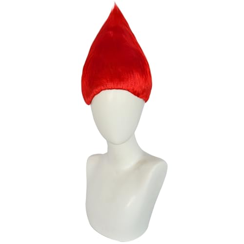 Image of JoneTing Pure Red Wig for Halloween Party Bright Red Cosplay Wig for Anime