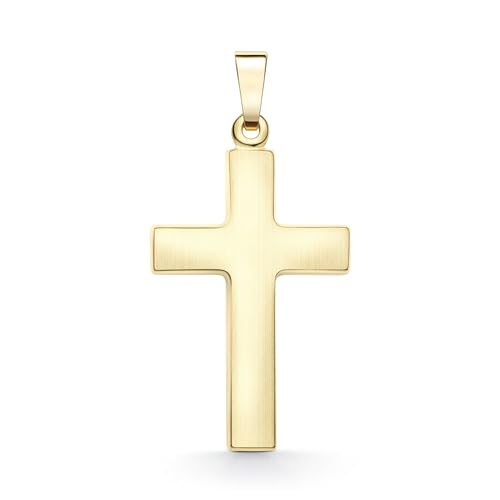 EDELIND Colgante Cruz 333 Oro Amarillo para Hombres Mujeres Cruz en Oro de 14 Quilates Altura 18 mm Cruz Colgante Acabado Satinado con Caja de Regalo de Joyería