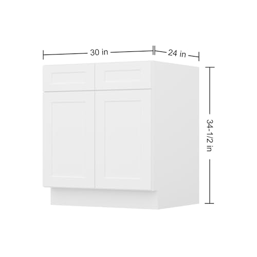 Image of Furinno Shaker Sink Bases Kitchen Cabinet, Ready to Assemble, 24 D x 30 W x 34.5 H, White