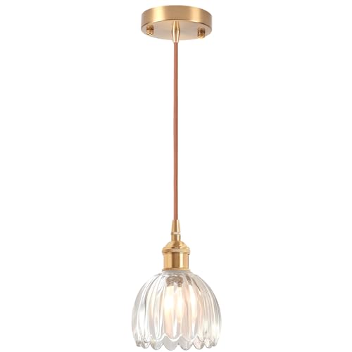 iDEGU Suspension Luminaire Vintage en Verre, 12cm Retro Lustre Abat-jour en Verre Mini Plafonnier E27 Moderne Éclairage de Plafond Déco Suspension pour...