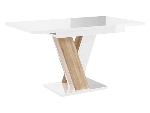Mirjan24 Table de Salle à Manger Atraks - Rectangulaire - Pratique - Table Extensible Blanc/Chêne Sonoma