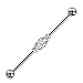 Industrial bar 316L Surgical Steel Three Linked CZs Industrial Barbell 1 1/2" 14 gauge