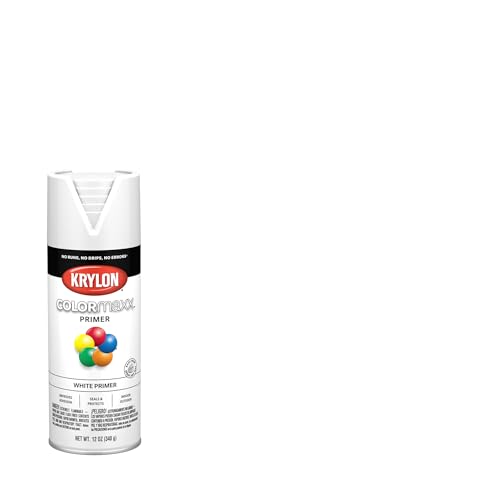Krylon K05584007 COLORmaxx Primer Spray Paint for Indoor/Outdoor Use, White, 12 Ounce (Pack of 1)