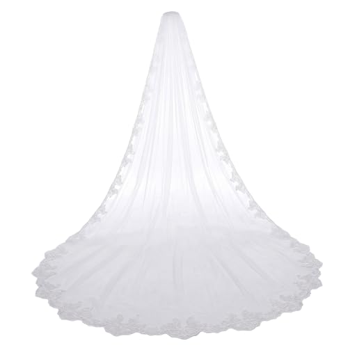 Voile mariée en maille douce et dentelle pour une cérémonie de mariage en plein air