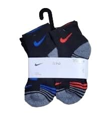 Nike Little Kids Cushioned Ankle Socks 6 Pack (US, Numeric, 5, 7, Regular, Black/Volt/Grey/Red/Blue/White)