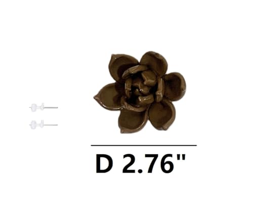 Image of Brown,Succulent Plant, 2.76 inch,Ceramic Flower Wall Art Decor, Artificial Flower Wall Sculpture,Handmade Ceramic Flowers for Home,Hallway,Living Room, Kitchen,Bathroom