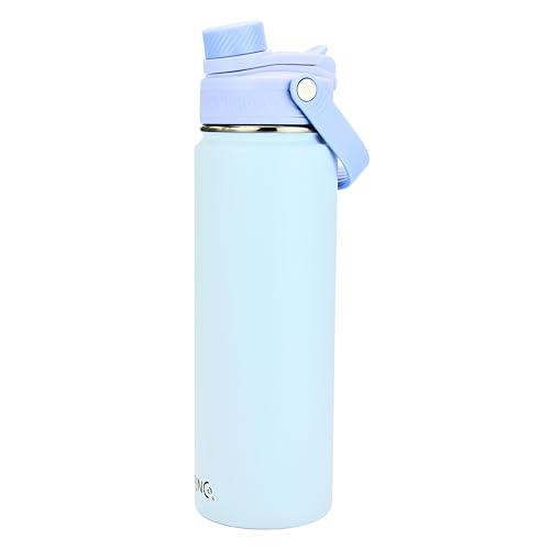 Image of Drinco Stainless Steel Water Bottle Spout Lid Vacuum Insulated Double Wall Water Bottle Wide Mouth Leak Proof Keep Cold Sport Camping Hiking (22oz Baby Blue)