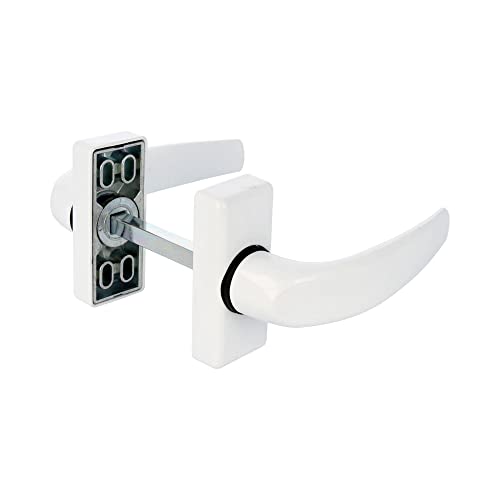 Amig - Juego de 2 Manillas de Roseta para Puertas - Mod. DELTA - 121 x 72 mm - Cuadradillo de 8 mm - Diseño Elegante y Sencillo - Manija de Agarre Ergonómico - Aluminio Blanco