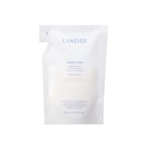 LANEIGE Cream Skin Toner & Moisturizer: Lightweight Refillable Korean Milky Toner with Ceramide & Peptide for Hydration, Firming, & Barrier Support