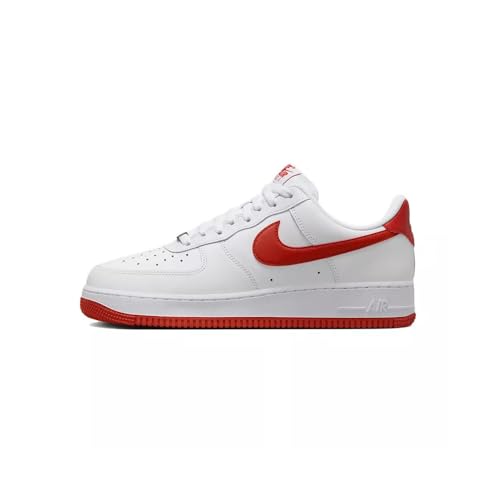 Nike Air Force 1 '07 Men's Shoes (FJ4146-106, White/White/Dragon Red) Size 14