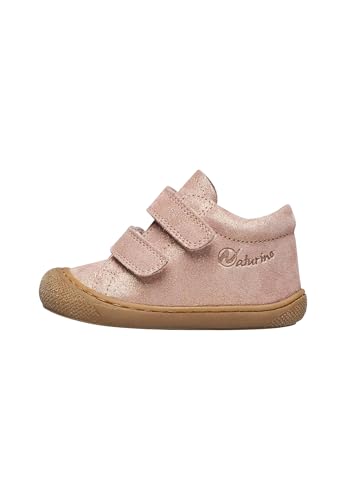 Chaussures premiers pas bébé fille Naturino en cuir suède rose poudré 21