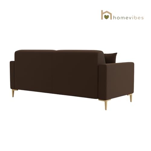 Image of 3+1+1 Seater Velum Fabric Sofa Set for Living Room, Modern Design with High Density Foam, Solid Wood Frame, Ergonomic Comfortable Seating for Home & Office (Dark Brown, 3+1+1)