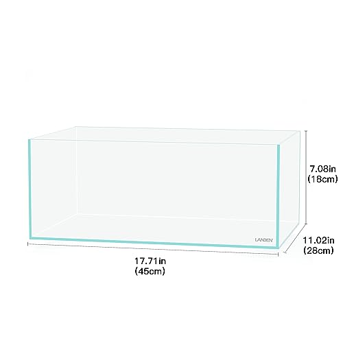 Image of LANDEN 45S 5.4 Gal Shallow Tank, Shallow Fish Tank, Rimless Low Iron Tank W17.7xD11xH7.1 in(45x28x18cm); 5mm Thickness Aquascape Fish Tank, Black Leveling Mat Included