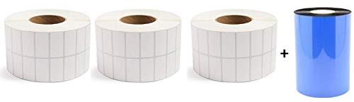 Image of BlackDreams Barcode Labels 38x25-2up Each Roll 4000 Labels Set of 3 roll + 1 Ribbon Wax (80x300mtr) (Combo Pack)